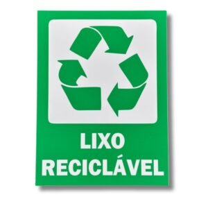 Placa de Sinalização Lixo Reciclável 15x20cm