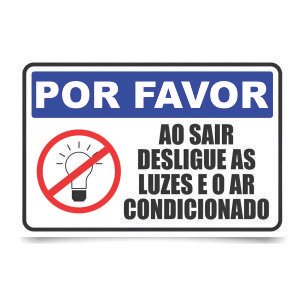 Placa Apague a Luz e Desligue o Ar condicionado  15x10cm [WRS]