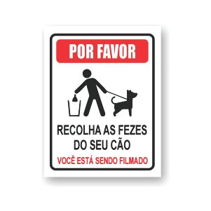 Placa  Recolha as Fezes do Seu Cão 15x20cm [WRS]