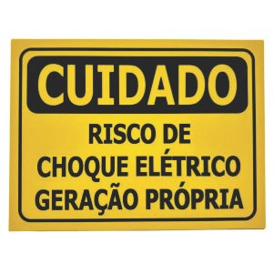 Placa Cuidado Risco de Choque Geração Própria 25x18cm  [WRS]